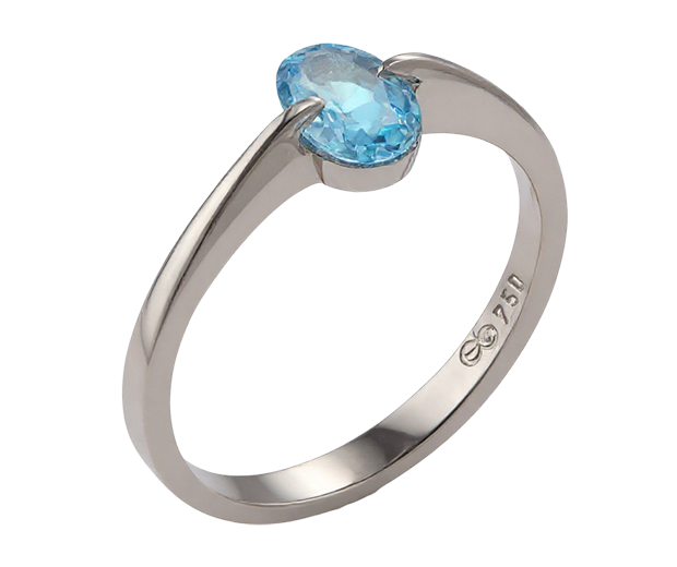 18KT WHITE GOLD RING SET WITH 01 BLUE TOPAZ 